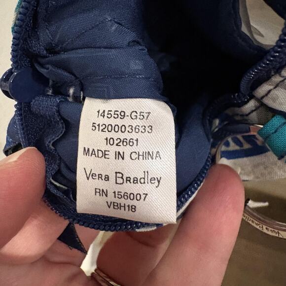 Vera Bradley Zip ID Case Womens Blue Gray Floral Key Ring Wallet Coin Purse NWT - Picture 6 of 7